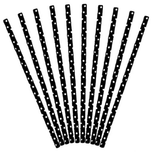 Black Dots Paper Straws