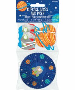 Blast Off Birthday Cupcake Cases & Picks