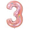 Glitter Rose Gold Holographic Number 3 Balloon