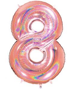 Glitter Rose Gold Holographic Number 8 Balloon