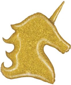 Gold Glitter Unicorn Supershape Balloon