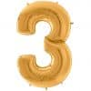 Gold Number 3 Foil Balloon