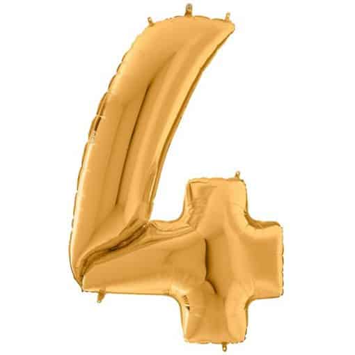 Gold Number 4 Foil Balloon