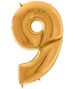 Gold Number 9 Foil Balloon
