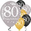 Happy 80th Birthday Gold Mix Sparkling Celebration Balloons