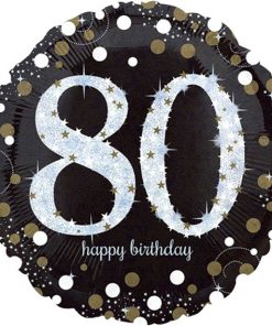 Happy 80th Birthday Gold Sparkling Celebration Balloon