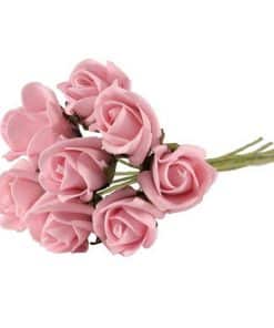 Mini Pastel Pink Foam Rose Bud Decorations