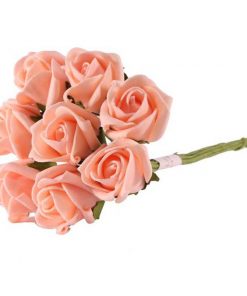 Mini Peach Foam Rose Bud Decorations