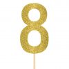Number 8 Large Gold Glitter Pick