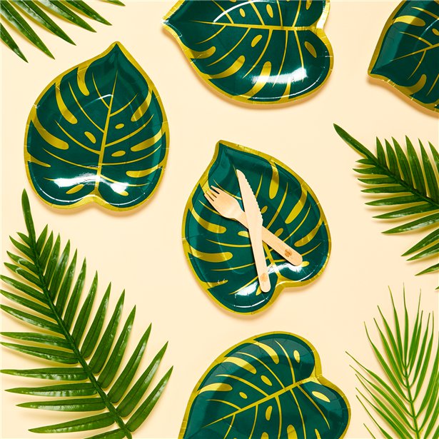 Palm Leaf Shaped Metallic Paper Plates
