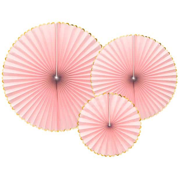 Pastel Pink & Gold Paper Fans & Decorations Next Day Delivery