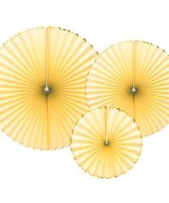 Pastel Yellow & Gold Paper Fans