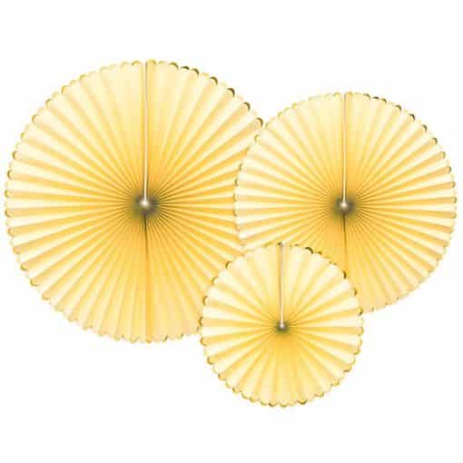 Pastel Yellow & Gold Paper Fans