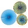 Pattern Works Blue & Gold Fan Decorations