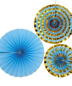 Pattern Works Blue & Gold Fan Decorations
