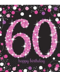 Pink Celebration Age 60 Lunch Napkins
