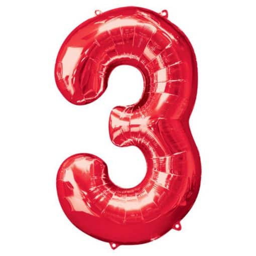 Red Number 3 Balloon
