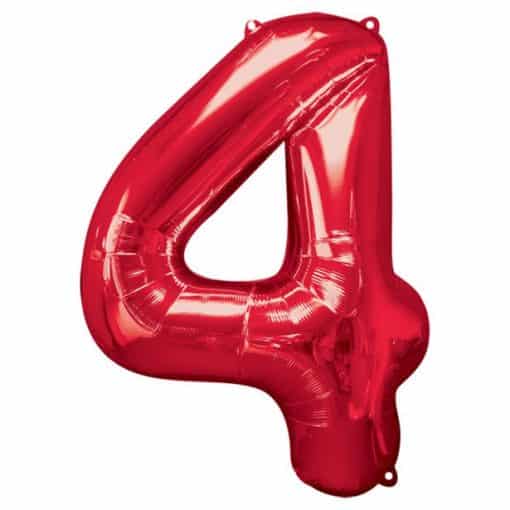 Red Number 4 Balloon