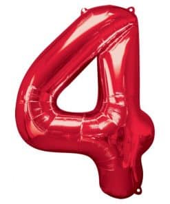 Red Number Foil Balloon - 34"