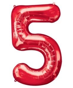 Red Number 5 Balloon