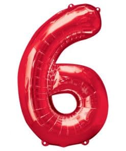 Red Number 6 Balloon