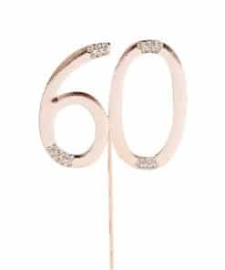 Alternative view of Rose Gold 60th Milestone Cake Topper