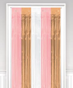 Rose Gold Blush Fringed Door Curtain