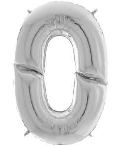 Silver Number 0 Foil Balloon