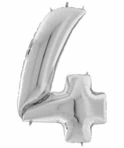 Silver Number 4 Foil Balloon