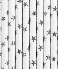 Alternative view of 10 x Silver Star Paper Drinking Straws