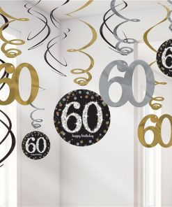 Sparkling Celebration Age 60 Hanging Swirls