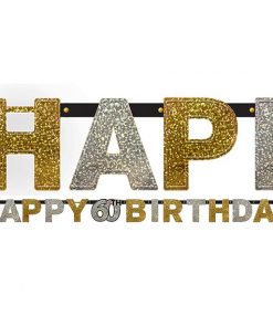 Sparkling Celebration Age 60 Prismatic Letter Banner