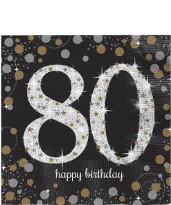 Sparkling Celebration Age 80 Lunch Napkins