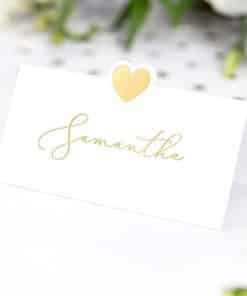 Gold Heart Wedding Place Cards