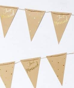 Just Married Kraft & Gold Bunting