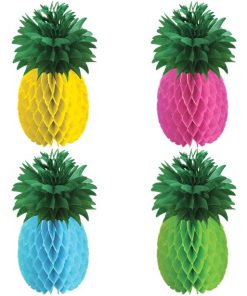 Multicoloured Pineapple Honeycomb Decorations