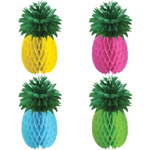 Multicoloured Pineapple Honeycomb Decorations