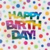 Rainbow Foil Paper Polka Dot Happy Birthday Napkins
