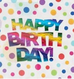 Rainbow Foil Paper Polka Dot Happy Birthday Napkins