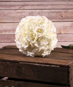 Cream Rose Hanging Pom Pom Decoration