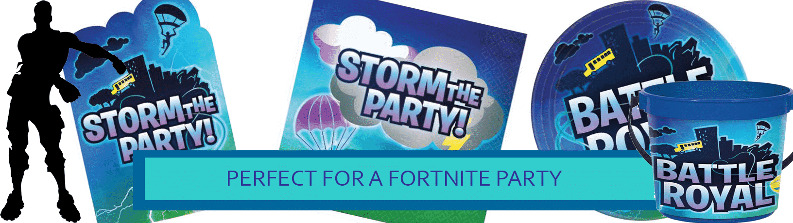 Fortnite Themed Battle Royal Party Decorations, Banners & Balloons - Next Day UK Delivery