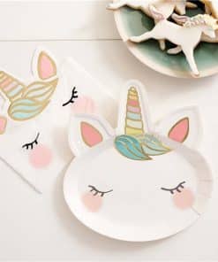 We Heart Unicorn Shaped Paper Party Plates