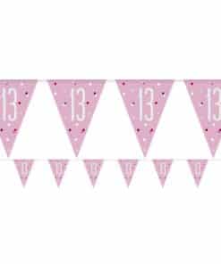 Age 13 Pink Birthday Glitz Prismatic Bunting