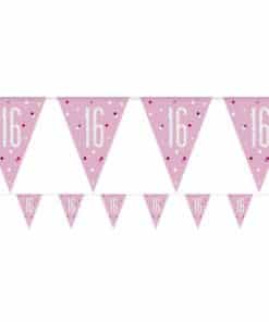 Age 16 Pink Birthday Glitz Prismatic Bunting