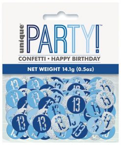 Blue Birthday Glitz Age 13 Confetti