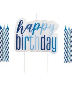 Blue Birthday Glitz Candles Set