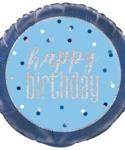 Blue Birthday Glitz Foil Balloon