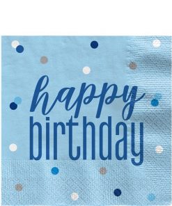 Blue Birthday Glitz Napkins