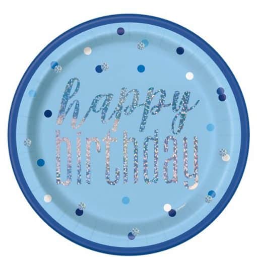 Blue Birthday Glitz Paper Plates