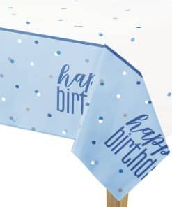 Blue Birthday Glitz Plastic Tablecover